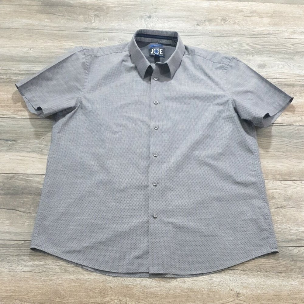 Joe Abboud Mens XL Slim Fit Short Sleeve Shirt Business Office Casual Gray Work